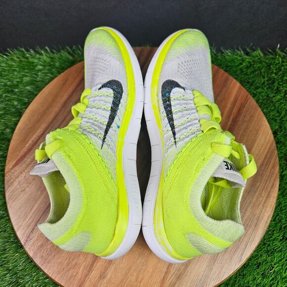 Nike Free 4.0 Flyknit Women's Size 6 Volt Yellow White Running Shoes 631050-103 - Picture 8 of 11